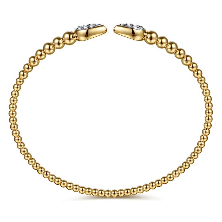 14K Yellow Gold Diamond Open Bangle Bracelet 0.25ct-Bujukan - 0.25 ct - Shot 3