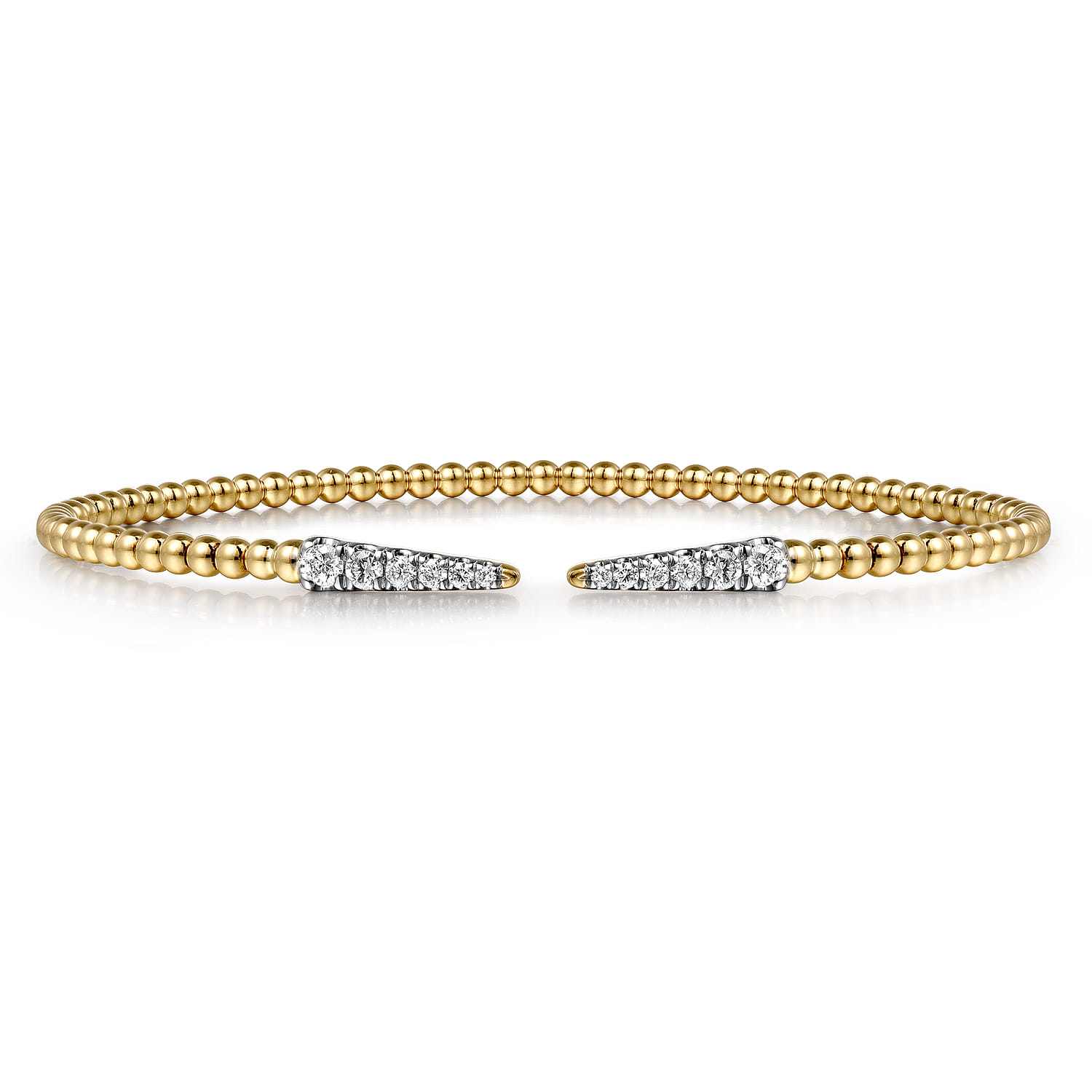 14K Yellow Gold Diamond Open Bangle Bracelet 0.26ct-Bujukan - 0.25 ct - Shot 1
