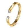 14K Yellow Gold Diamond Open Bangle Bracelet in Diamond Cut Texture - 0.2 ct