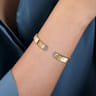 14K Yellow Gold Diamond Open Bangle Bracelet in Diamond Cut Texture - 0.2 ct