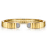 14K Yellow Gold Diamond Open Bangle Bracelet in Diamond Cut Texture - 0.2 ct