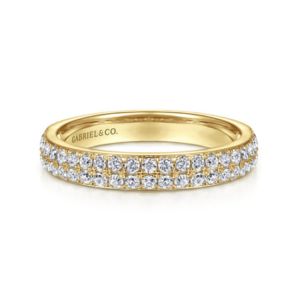 14K Yellow Gold Diamond Pave Band Ring