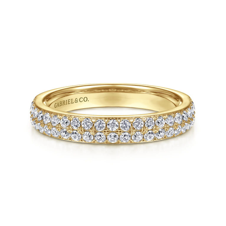 14K Yellow Gold Diamond Pave Band Ring - 0.5 ct - Shot 1
