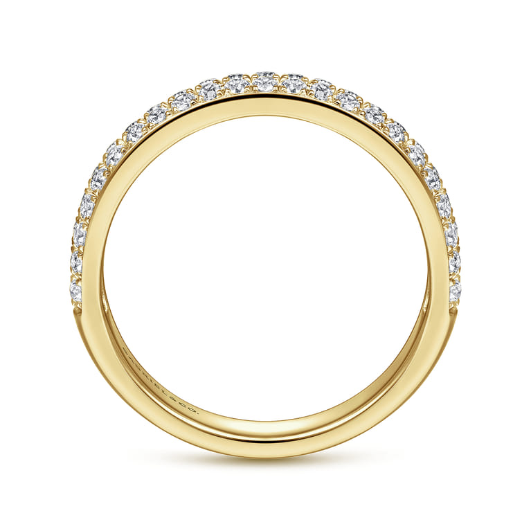 14K Yellow Gold Diamond Pave Band Ring - 0.5 ct - Shot 2