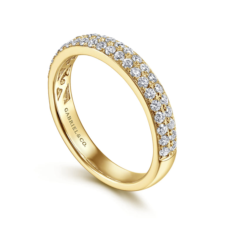 14K Yellow Gold Diamond Pave Band Ring - 0.5 ct - Shot 3