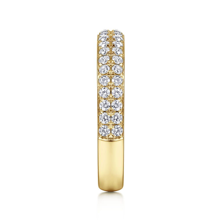 14K Yellow Gold Diamond Pave Band Ring - 0.5 ct - Shot 4
