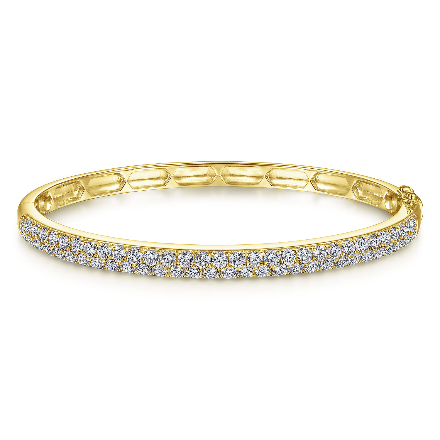 14K Yellow Gold Diamond Pave Bangle - 2.89 ct - Shot 1