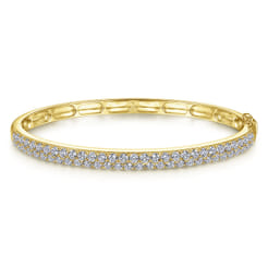 14K Yellow Gold Diamond Pave Bangle