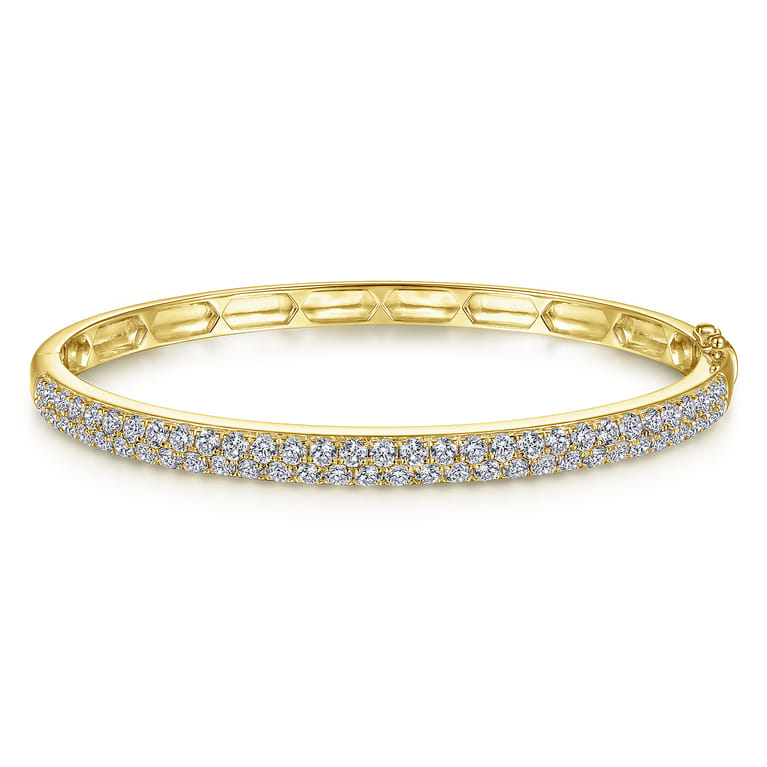 14K Yellow Gold Diamond Pave Bangle - 2.89 ct - Shot 1