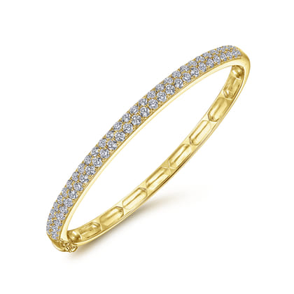 14K Yellow Gold Diamond Pave Bangle