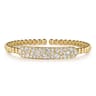 14K Yellow Gold Diamond Pave Bar Bujukan Bead Split Bangle - 2.4 ct
