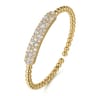14K Yellow Gold Diamond Pave Bar Bujukan Bead Split Bangle - 2.4 ct