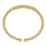 14K Yellow Gold Diamond Pave Bar Bujukan Bead Split Bangle - 2.4 ct
