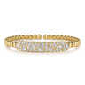 14K Yellow Gold Diamond Pave Bar Bujukan Bead Split Bangle - 2.4 ct
