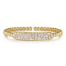 14K Yellow Gold Diamond Pave Bar Bujukan Bead Split Bangle - 2.4 ct