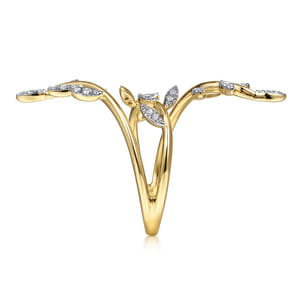 14K Yellow Gold Diamond Pave Branch Wrap Ring