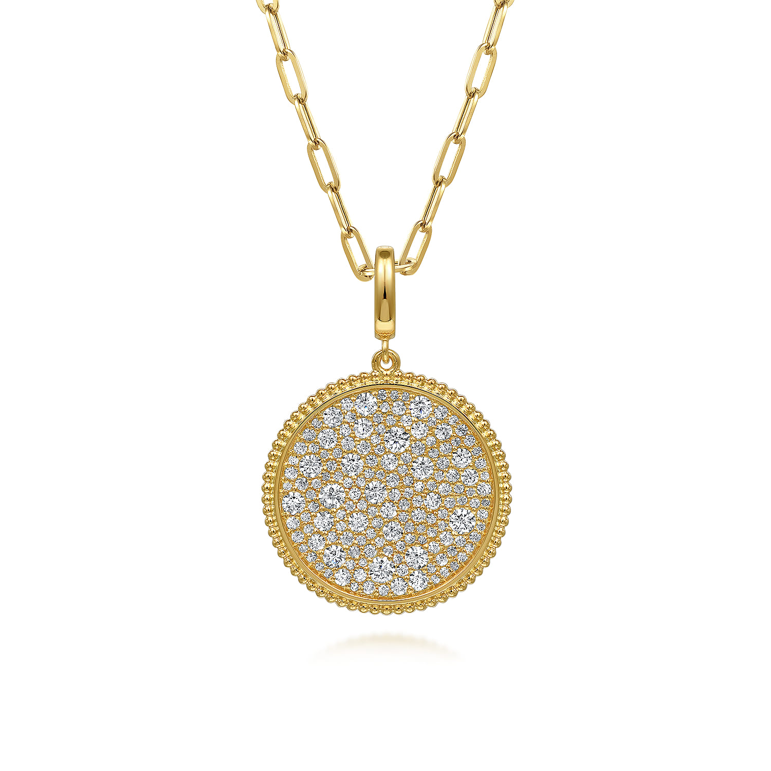 14K Yellow Gold Diamond Pave Bujukan 24mm Medallion Pendant With Detachable Bail - 2 ct - Shot 3