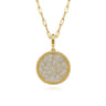 14K Yellow Gold Diamond Pave Bujukan 24mm Medallion Pendant With Detachable Bail - 2 ct
