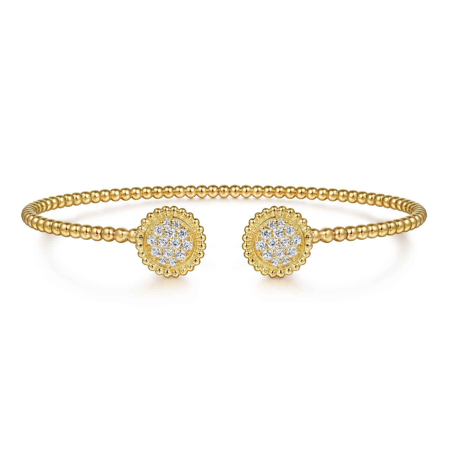 14K Yellow Gold Diamond Pave Bujukan Bangle - 0.35 ct - Shot 1