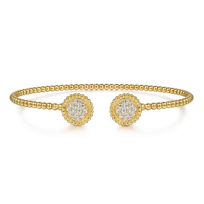 14K Yellow Gold Diamond Pave Bujukan Bangle