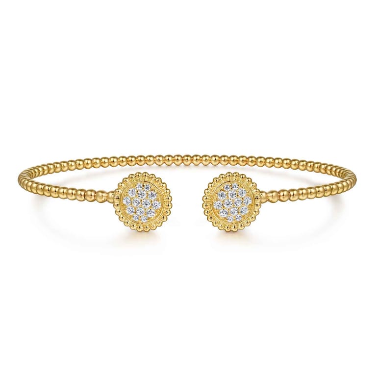 14K Yellow Gold Diamond Pave Bujukan Bangle - 0.35 ct - Shot 1