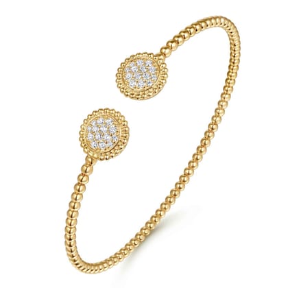 14K Yellow Gold Diamond Pave Bujukan Bangle