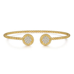 14K Yellow Gold Diamond Pave Bujukan Bangle