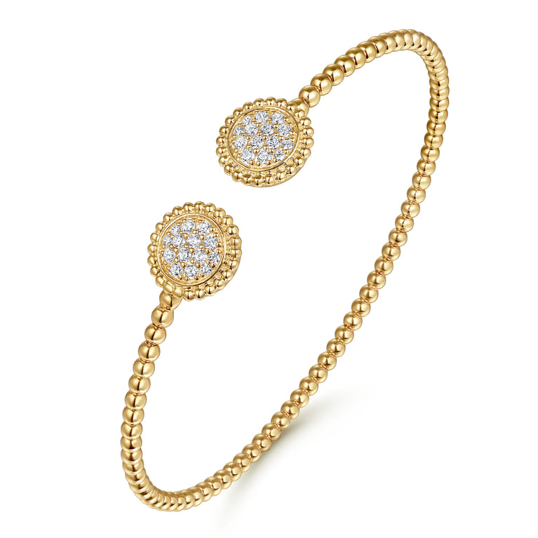 14K Yellow Gold Diamond Pave Bujukan Bangle - 0.35 ct - Shot 2