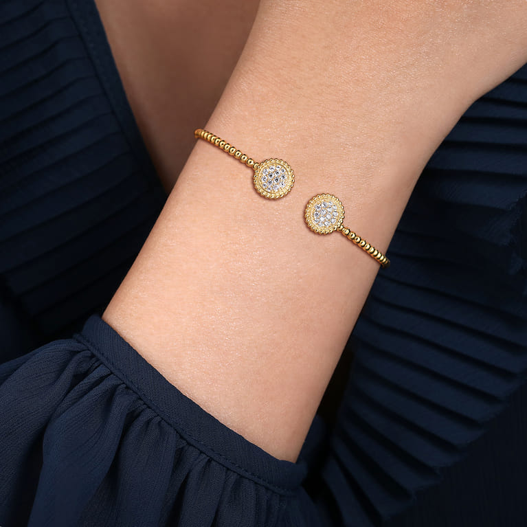 14K Yellow Gold Diamond Pave Bujukan Bangle - 0.35 ct - Shot 4