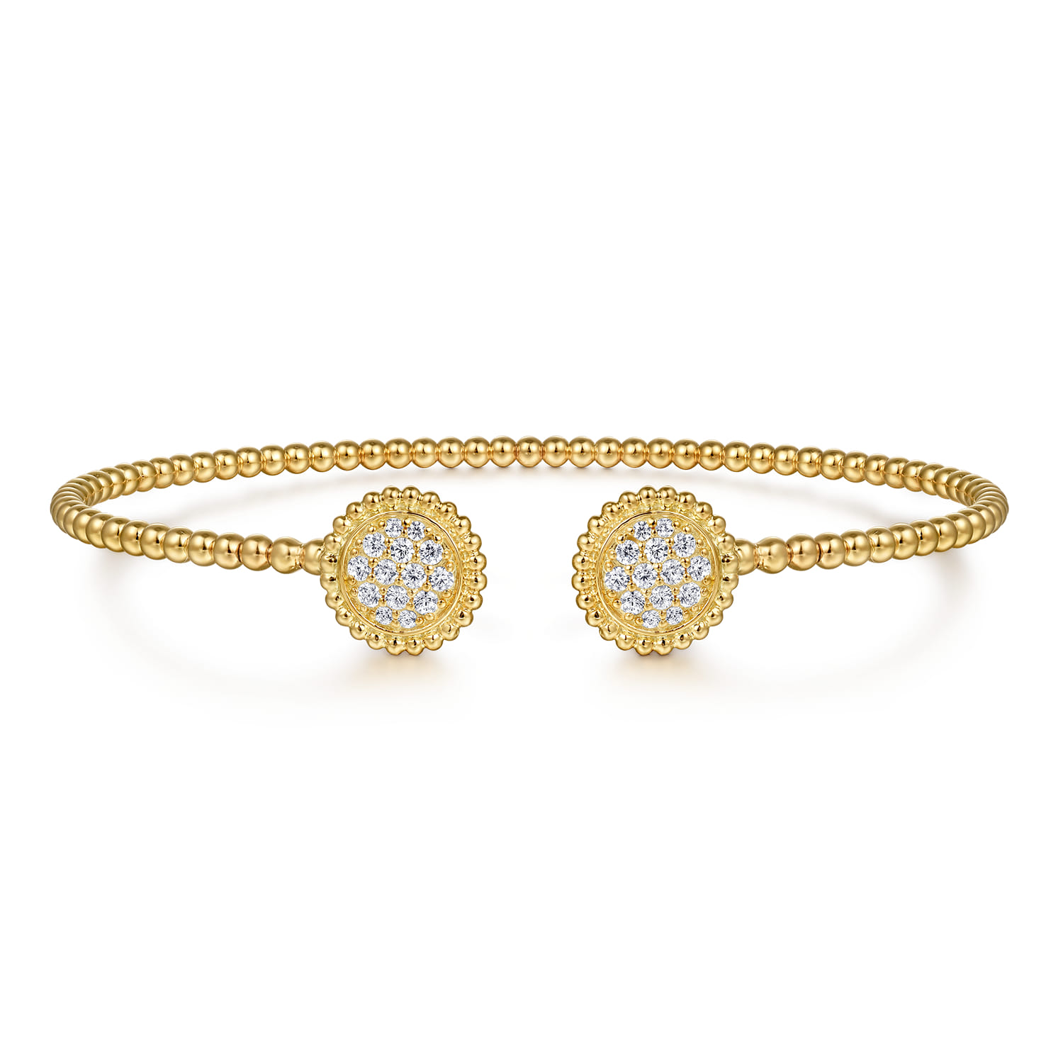 14K Yellow Gold Diamond Pave Bujukan Bangle - 0.35 ct - Shot 1