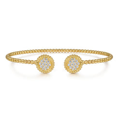 14K Yellow Gold Diamond Pave Bujukan Bangle