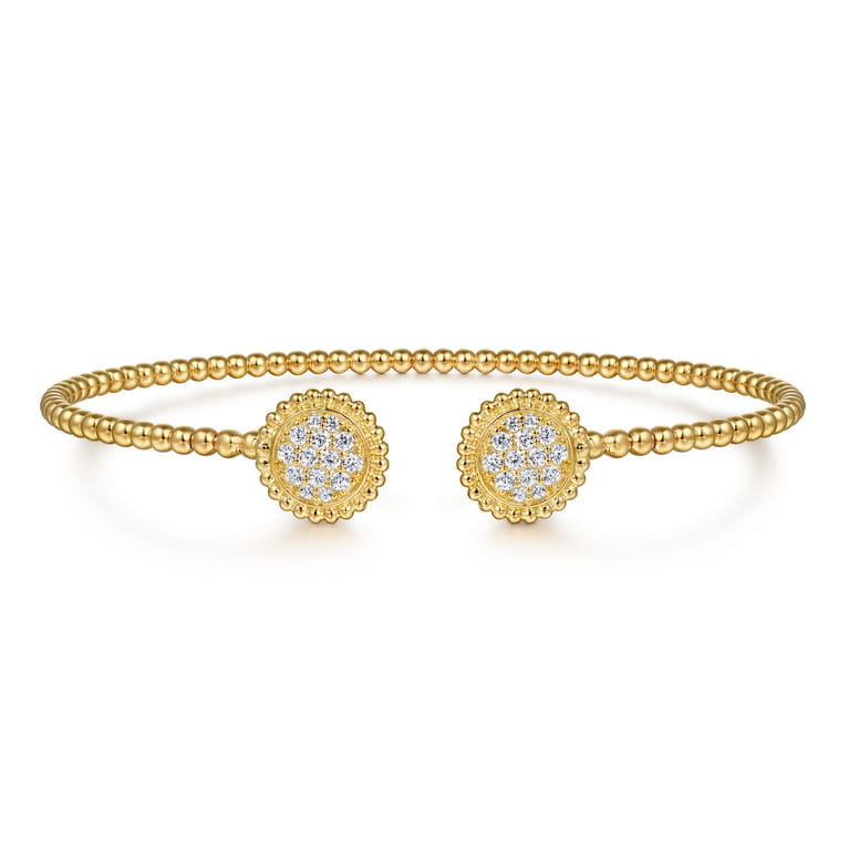 14K Yellow Gold Diamond Pave Bujukan Bangle - 0.35 ct - Shot 1