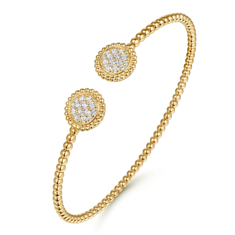 14K Yellow Gold Diamond Pave Bujukan Bangle - 0.35 ct - Shot 2