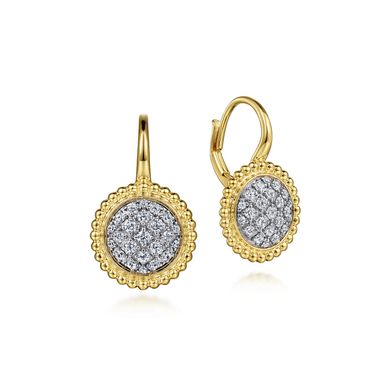 14K Yellow Gold Diamond Pave Bujukan Drop Earrings - 0.5 ct - Shot 1