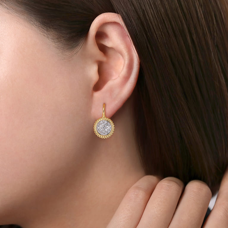 14K Yellow Gold Diamond Pave Bujukan Drop Earrings - 0.5 ct - Shot 2