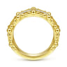 14K Yellow Gold Diamond Pave Center Ring with Bujukan Bead Border - 0.6 ct