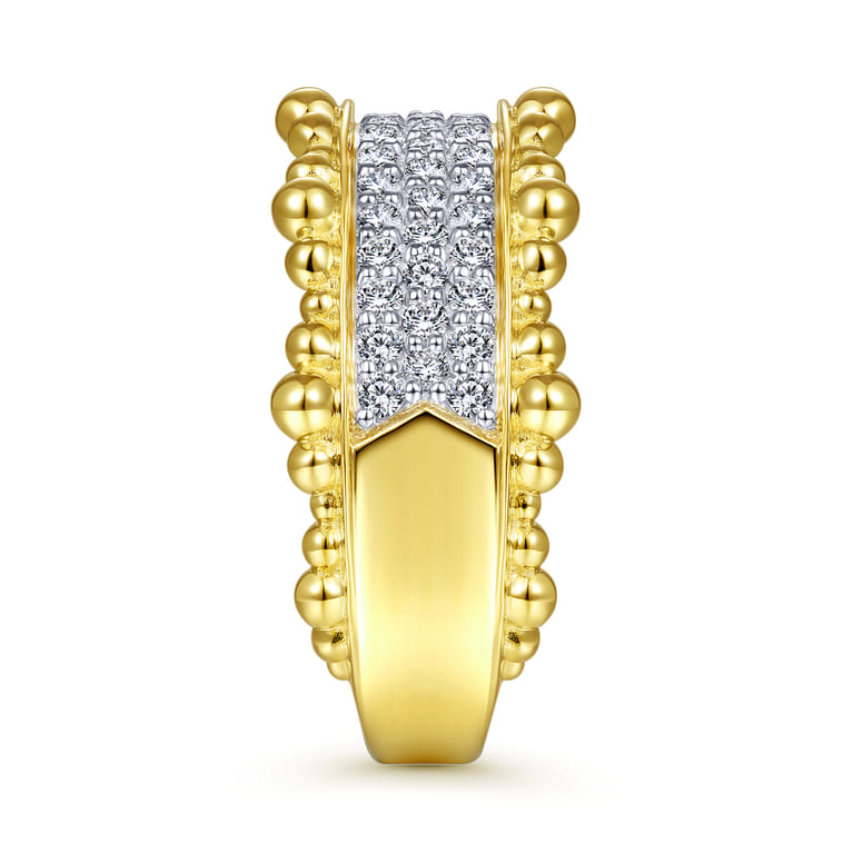 14K Yellow Gold Diamond Pave Center Ring with Bujukan Bead Border - 0.6 ct - Shot 4