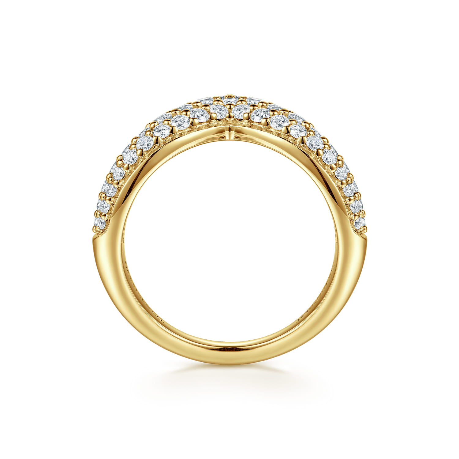14K Yellow Gold Diamond Pave Chevron Pinkie Ring - 0.6 ct - Shot 2