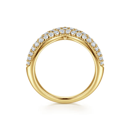 14K Yellow Gold Diamond Pave Chevron Pinkie Ring