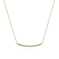 14K Yellow Gold Diamond Pavé Curved Bar Necklace