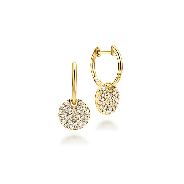 14k Yellow Gold Earrings with Circle Disk Drops (Single) 14k Yellow Gold Earrings with Circle Disk Drops (Single)