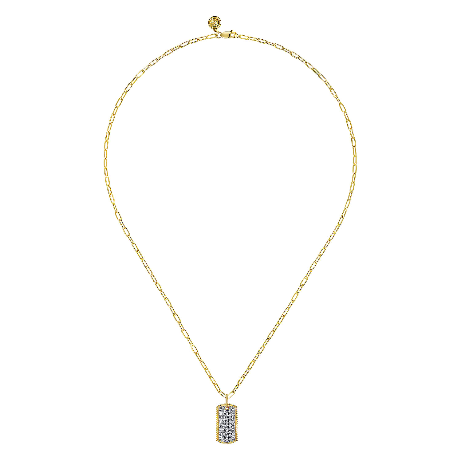14K-Yellow-Gold-Diamond-Pave-Dog-Tag-Pendant-Hollow-Chain-Necklace2