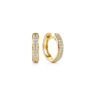 14K Yellow Gold Diamond Pave Huggie Earrings