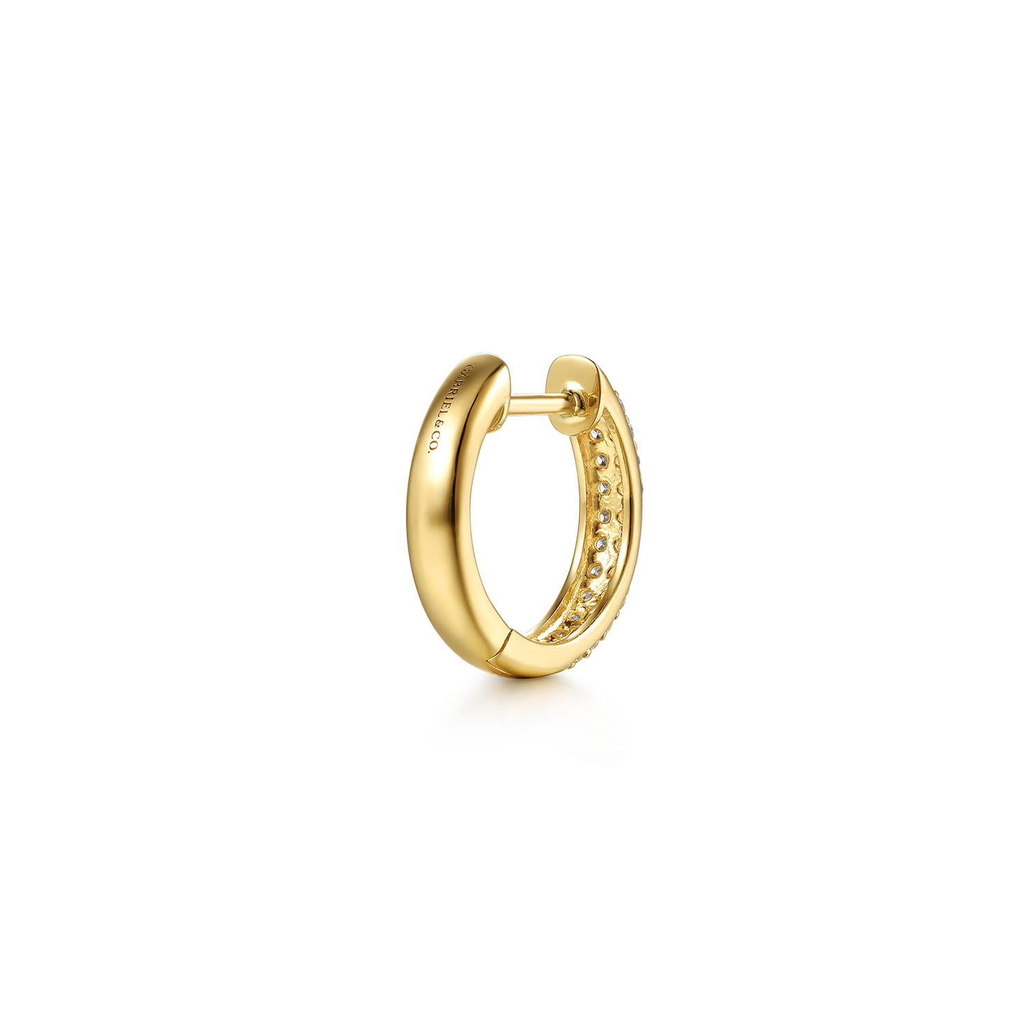 14K Yellow Gold Diamond Pave Huggie Earrings - 0.3 ct - Shot 2