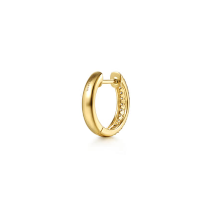 14K Yellow Gold Diamond Pave Huggie Earrings