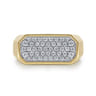 14K Yellow Gold Diamond Pave Men's Ring in High Polish Finish - 0.84 ct
