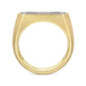14K Yellow Gold Diamond Pave Men's Ring in High Polish Finish - 0.84 ct