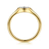 14K Yellow Gold Diamond Pave Mini Signet Ring - 0.1 ct