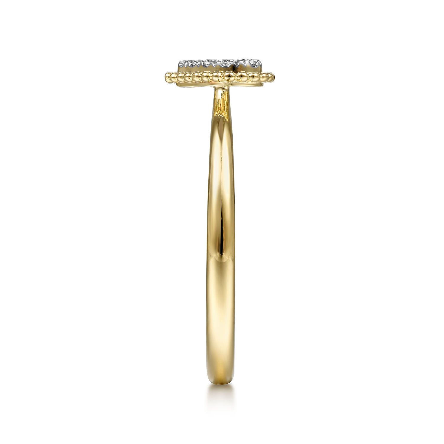 14K Yellow Gold Diamond Pave Open Heart Ring