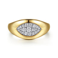 14K Yellow Gold Diamond Pave Signet Ring